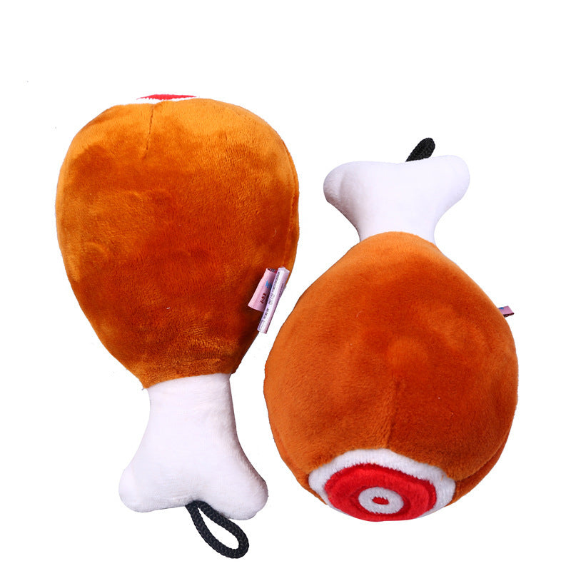 Jouet Peluche Cuisse de Poulet pour Chien - Couineur Anti-Morsure