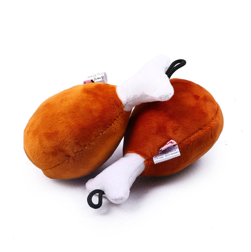 Jouet Peluche Cuisse de Poulet pour Chien - Couineur Anti-Morsure