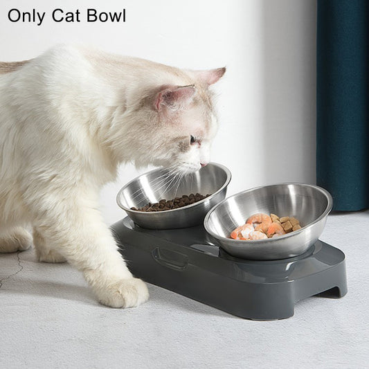 Double Gamelle Inox Surélevée pour Chat et Chien