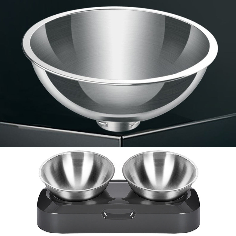 Double Gamelle Inox Surélevée pour Chat et Chien