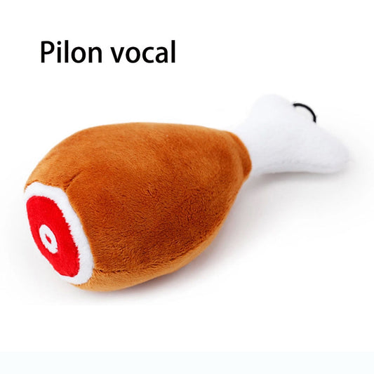 Jouet Peluche Cuisse de Poulet pour Chien - Couineur Anti-Morsure