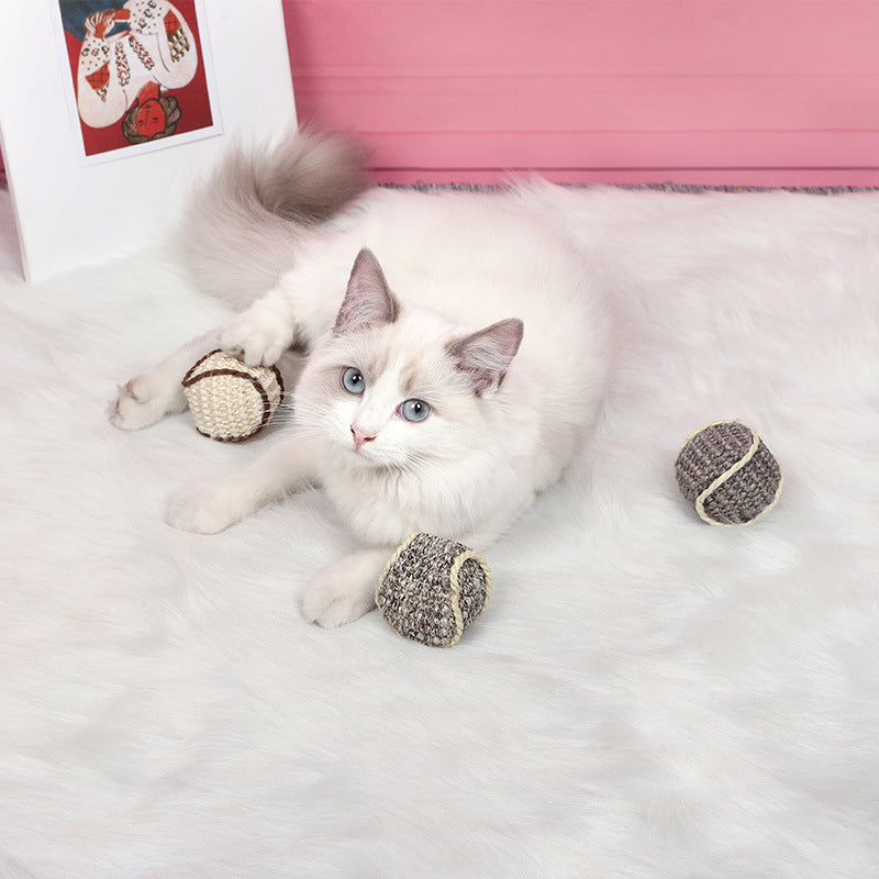 Balles en Sisal Naturel pour Chat - Jouet Anti-Griffes